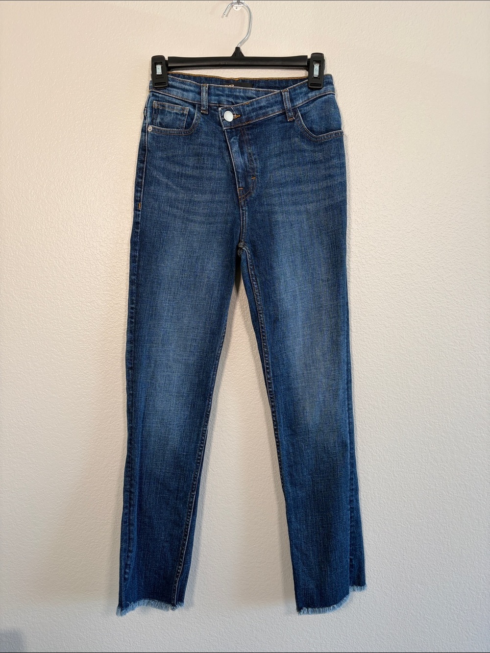 Maje Crossover Waist Raw Hem Jeans - XS